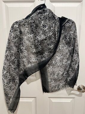 Fraas Black and White Floral Sheer Scarf Wrap